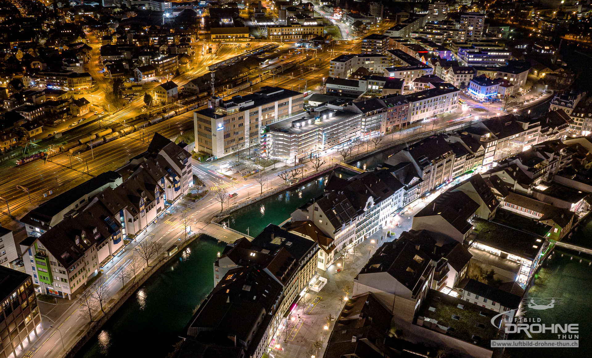 Bälliz Aare Thun Nacht